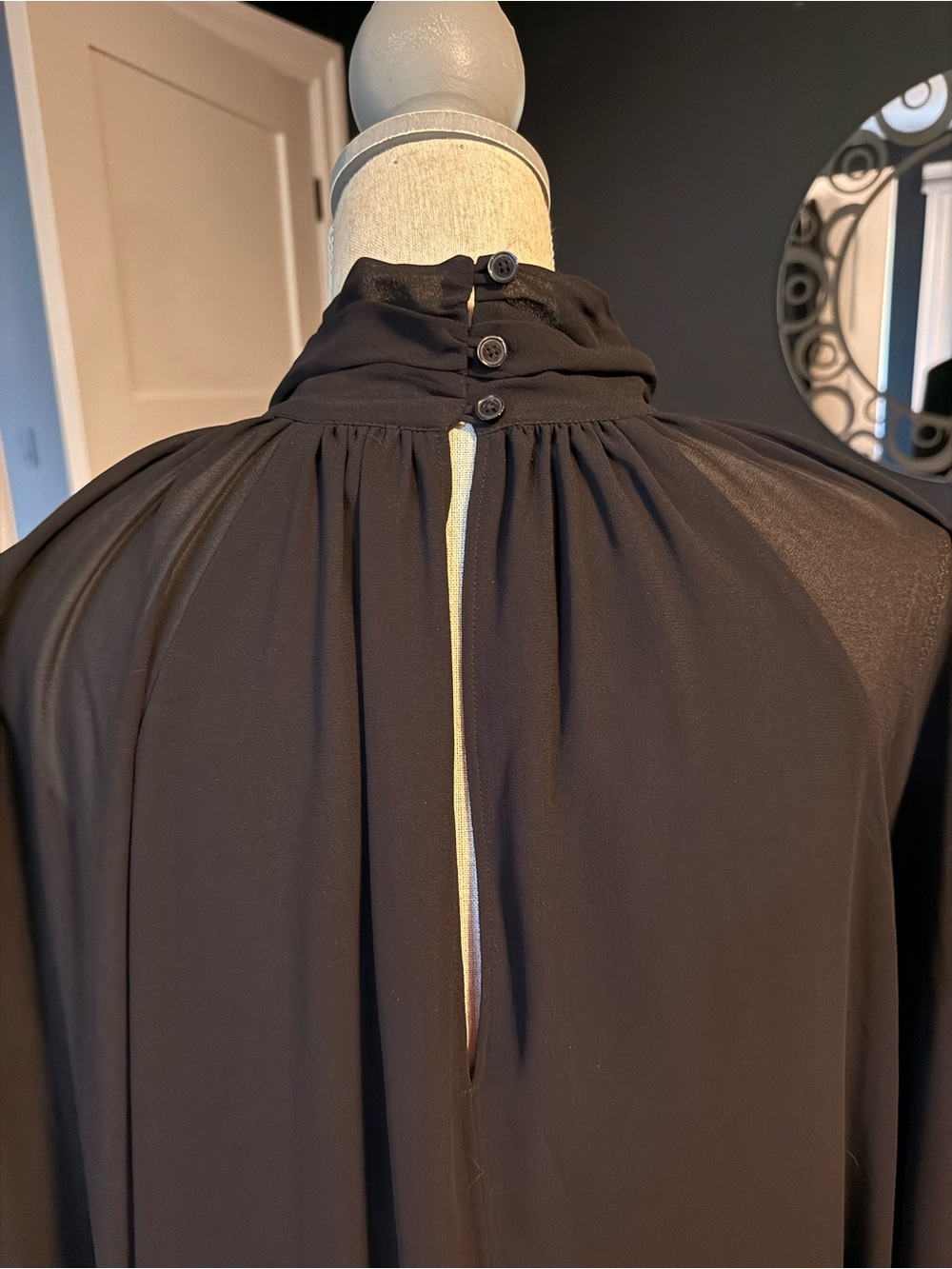 Wilfred Black Long-Sleeve Gallerina Maxi Dress with Keyhole Front - Picture 6 of 7